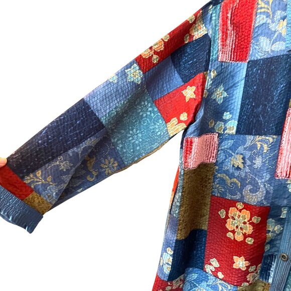 Alfred Dunner Patchwork Light Weight Button Up Jacket Women's Sz 14 Boho Hippie - Picture 5 of 8